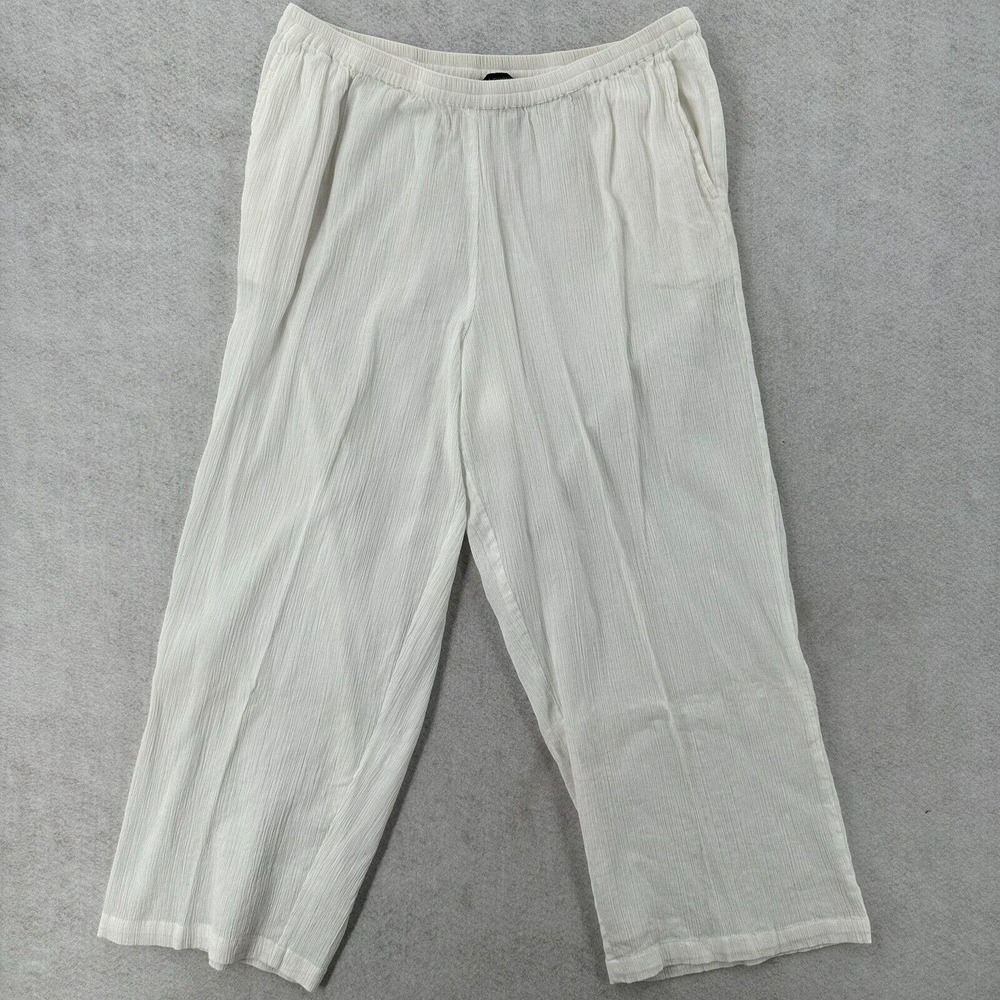 Ulla Popken Gauze Beach Pants Womens 16/18 Full Fit Pull On Comfort Wide‎ Leg
